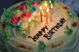 birthday cake with candles
