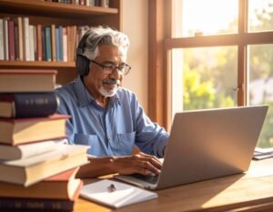 Book collector at computer Real Life Retirement