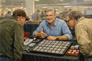 man selling coin collection