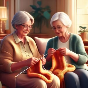 two older women knitting Real Life Retirement