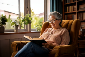 woman reading book as beta reader Real Life Retirement