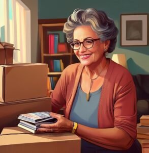 woman putting books in box Real Life Retirement