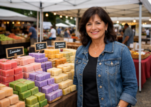 woman selling soap in Farmers market REal Life Retirement